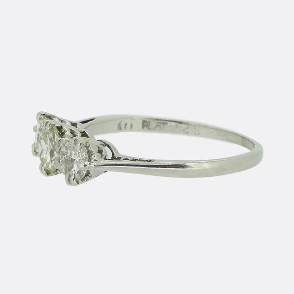 Vintage Transitional Cut Diamond Three-Stone Ring