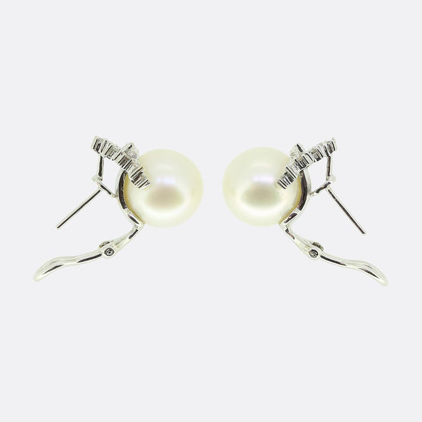 Pearl and Diamond Cluster Earrings