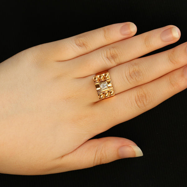 Antique French Diamond Signet Ring
