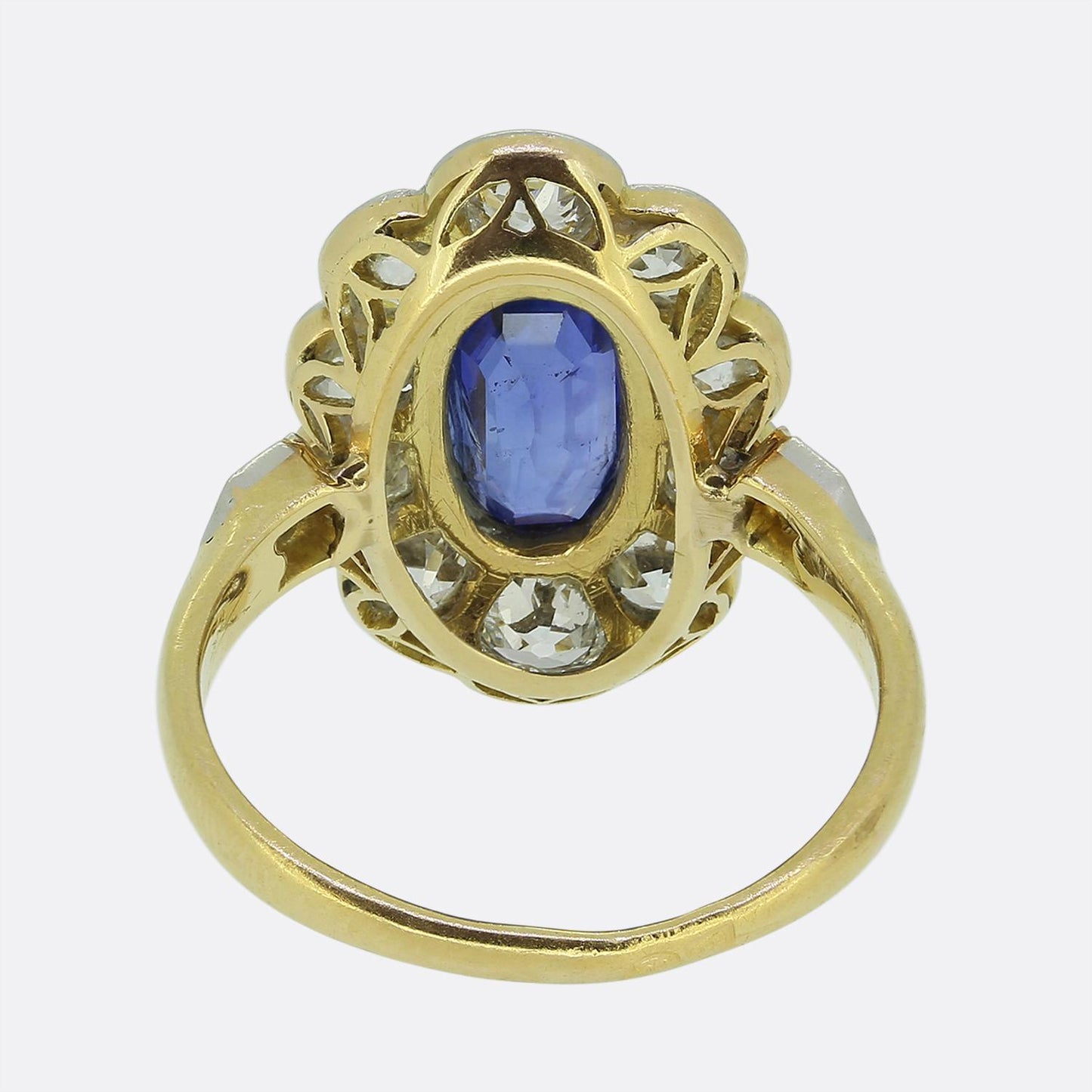 Edwardian 0.95 Carat Burmese Sapphire and Diamond Cluster Ring
