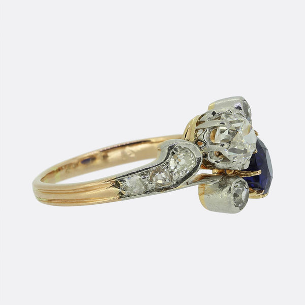 Late Victorian Sapphire and Diamond Cluster Ring