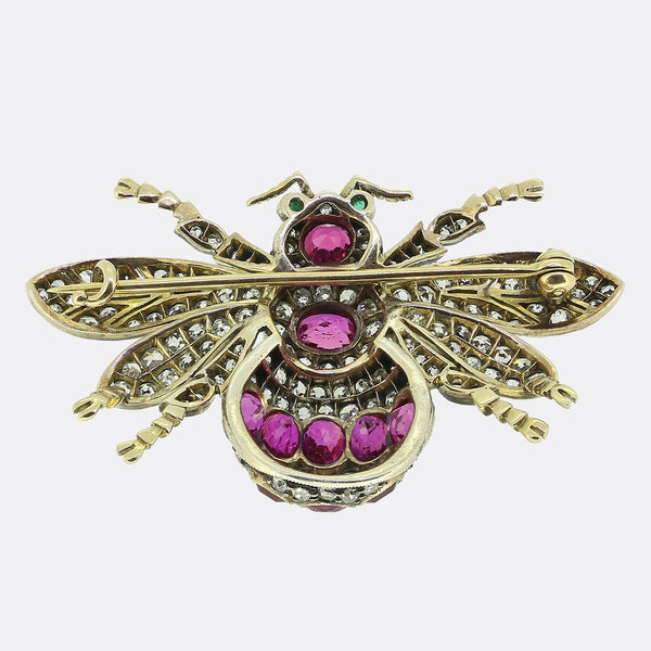 Antique Ruby and Diamond Fly Brooch