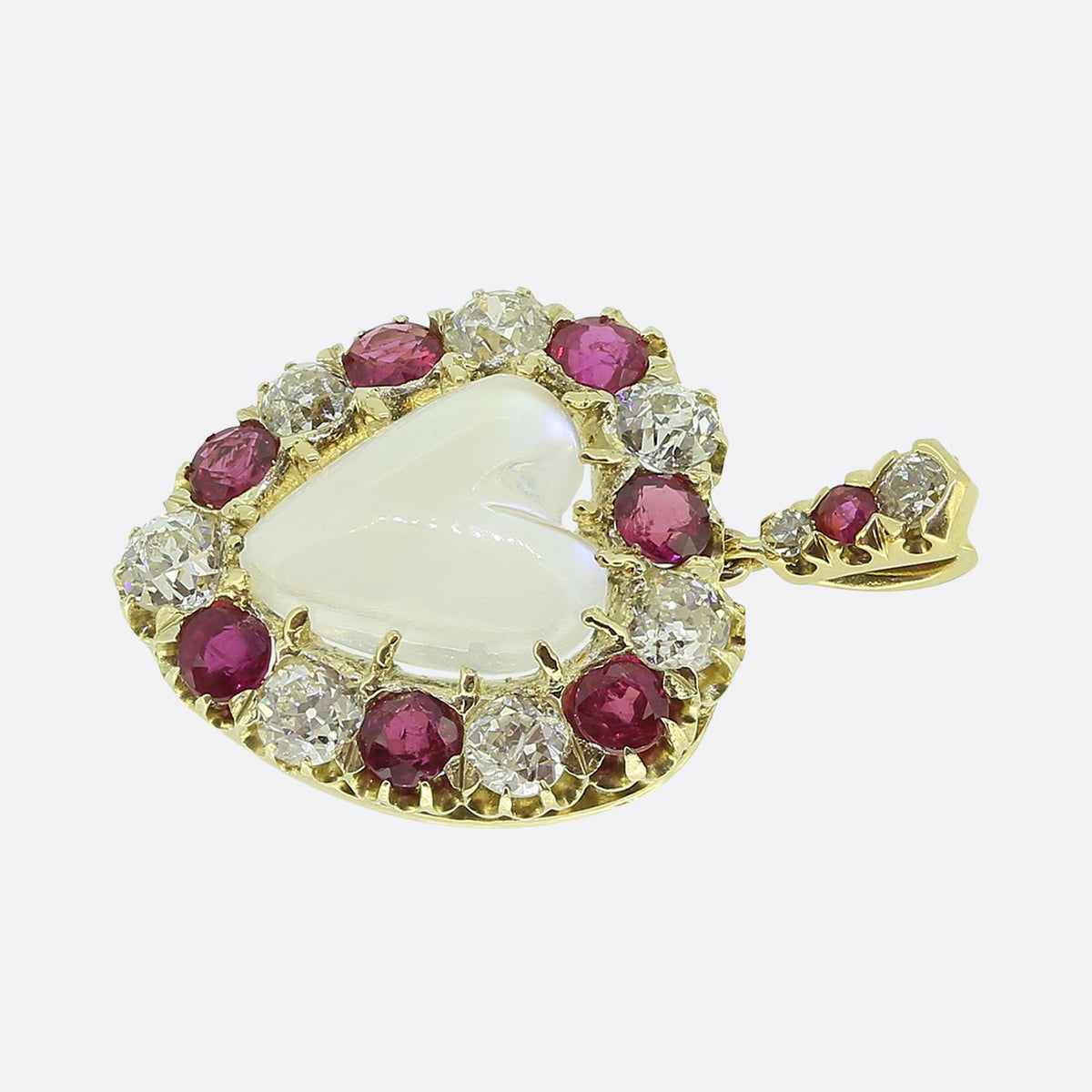 Edwardian Ruby Diamond and Moonstone Pendant