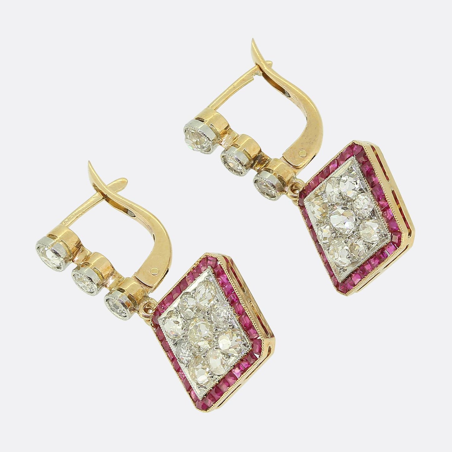 Art Deco Ruby and Diamond Drop Earrings