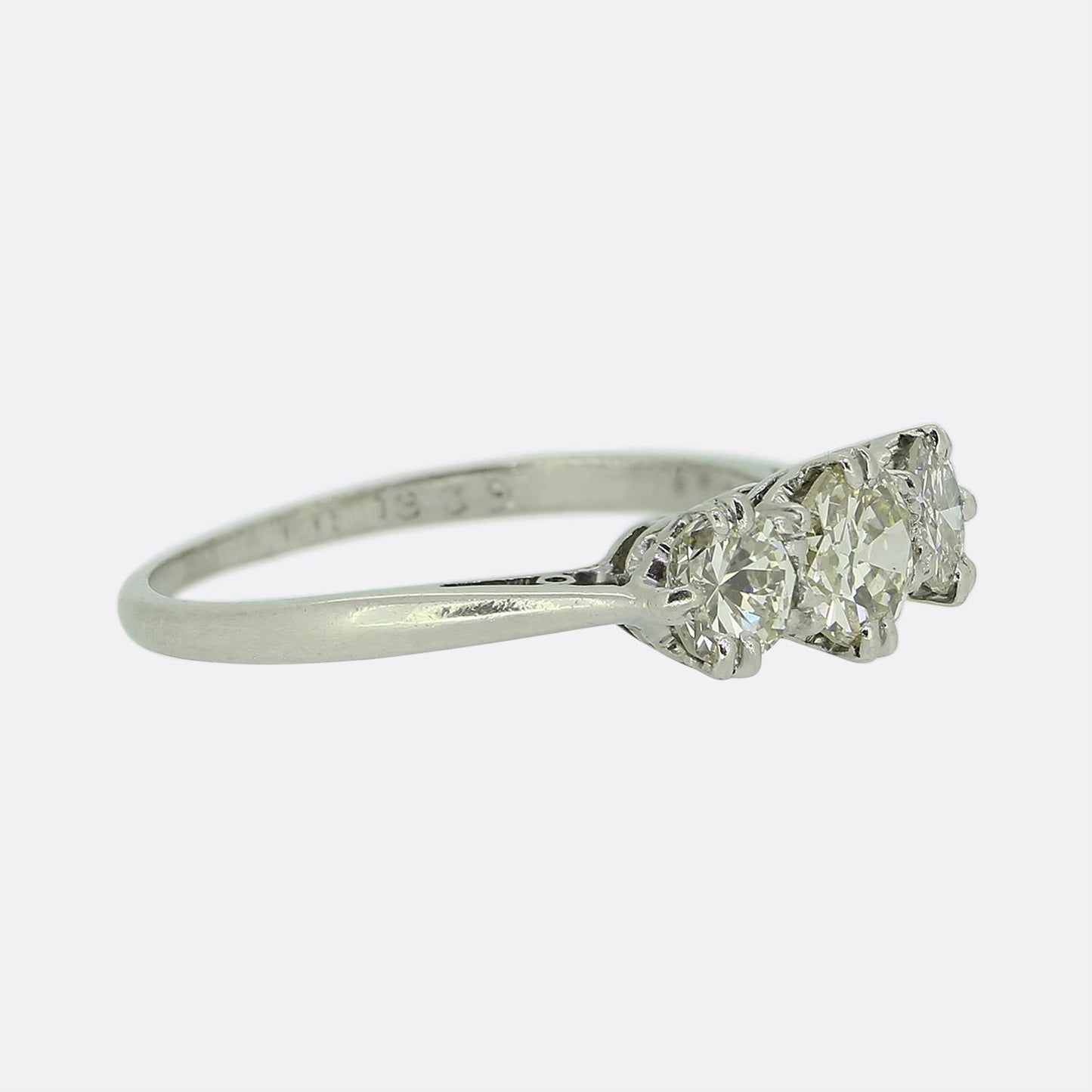 Vintage Transitional Cut Diamond Three-Stone Ring