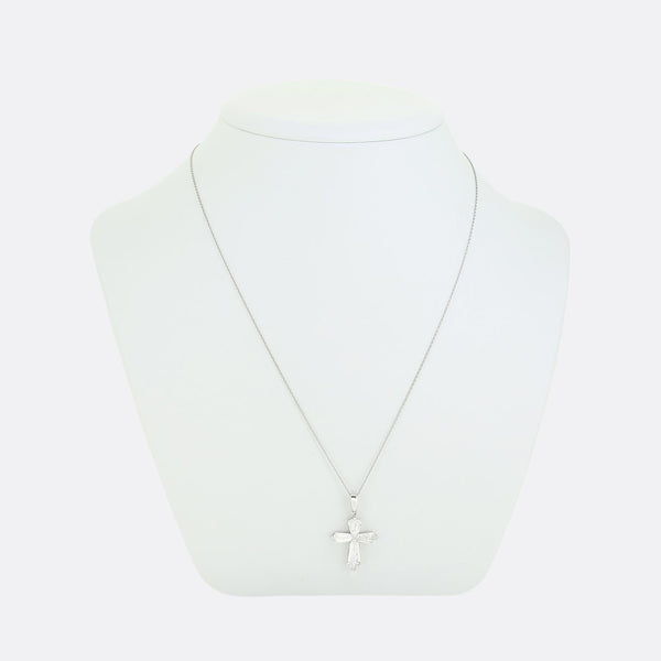 Art Deco 2.49 Carat Diamond Cross Pendant Necklace
