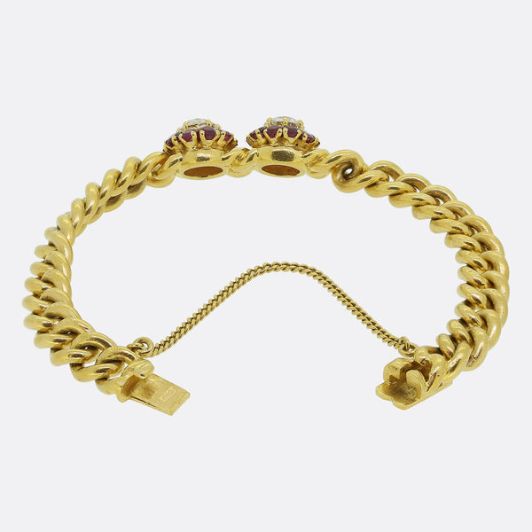 Antique Ruby and Diamond Chain Bracelet