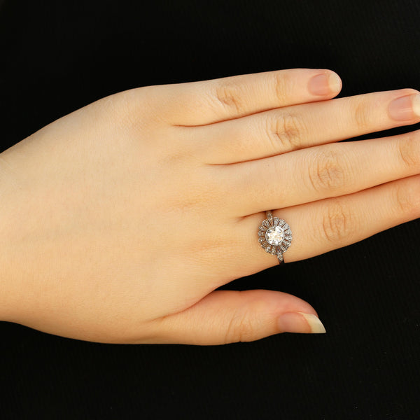 Art Deco 0.70 Carat Old Cut Diamond Ballerina Ring