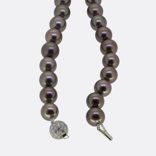 Tiffany & Co. Tahitian Pearl Necklace with Diamond Clasp