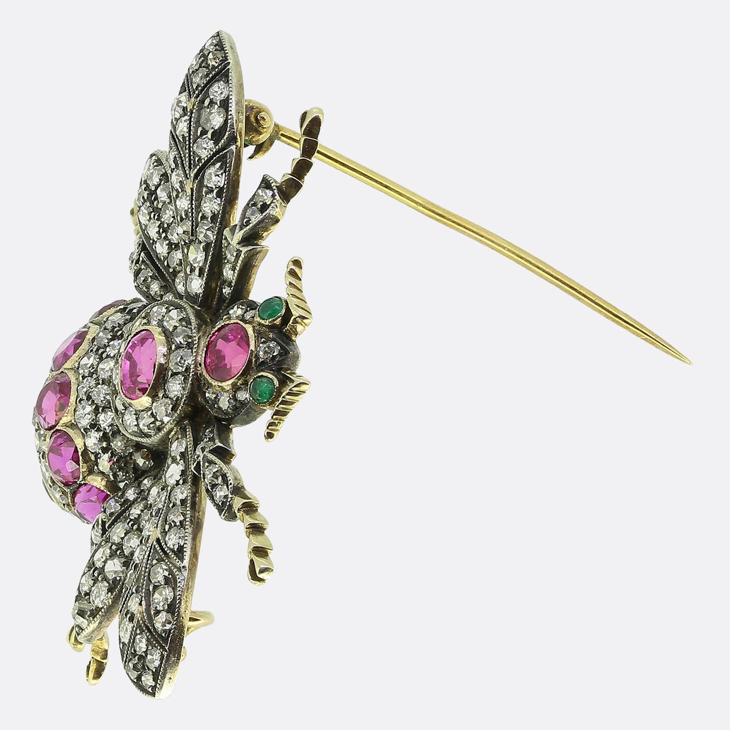 Antique Ruby and Diamond Fly Brooch