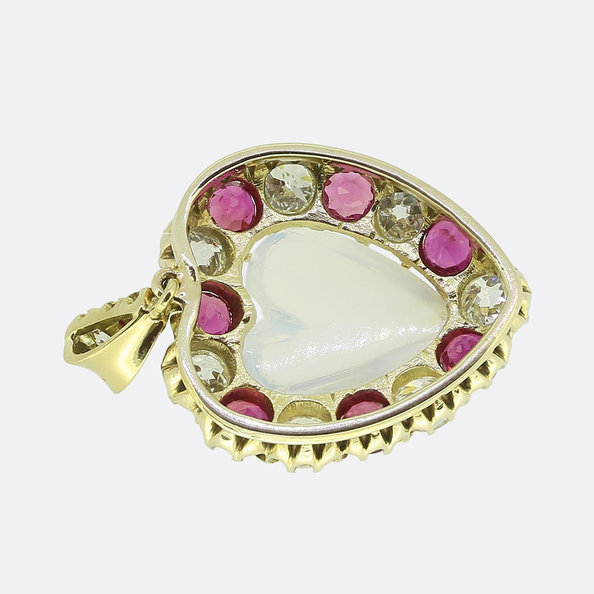 Edwardian Ruby Diamond and Moonstone Pendant