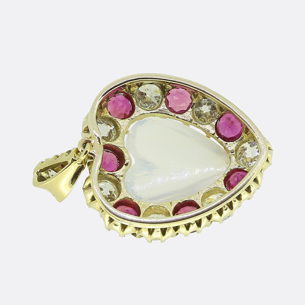 Edwardian Ruby Diamond and Moonstone Pendant