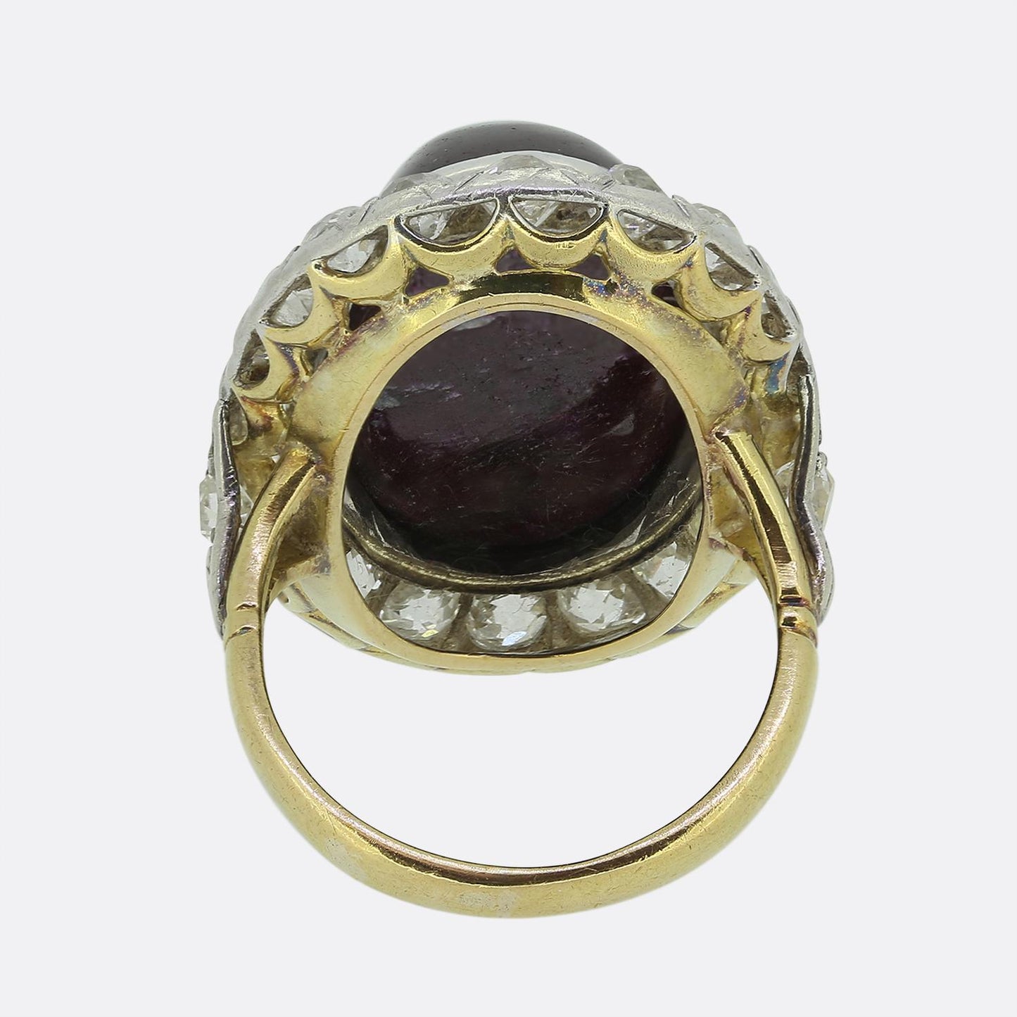 Victorian Cabochon Ruby and Diamond Cluster Ring