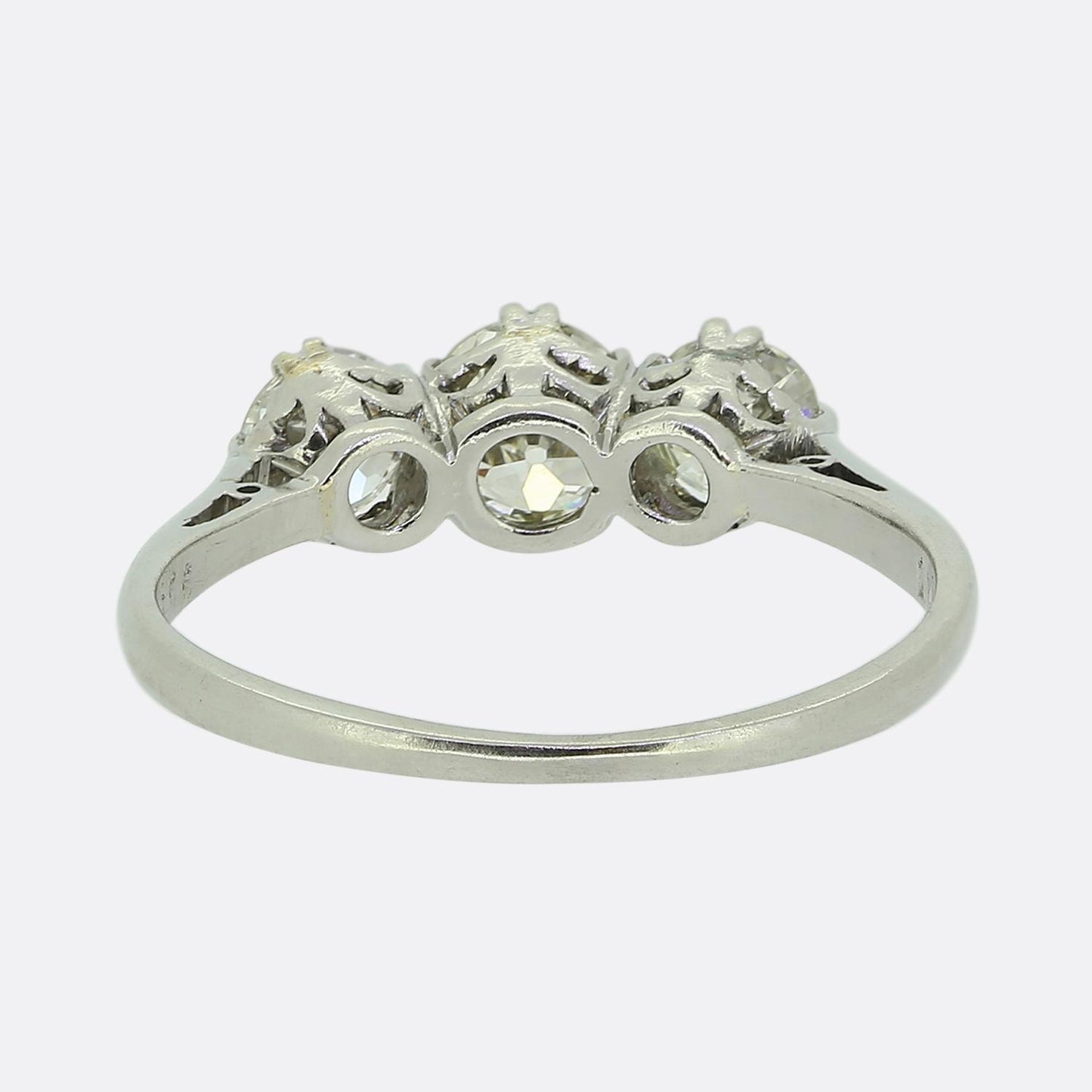 Vintage Transitional Cut Diamond Three-Stone Ring