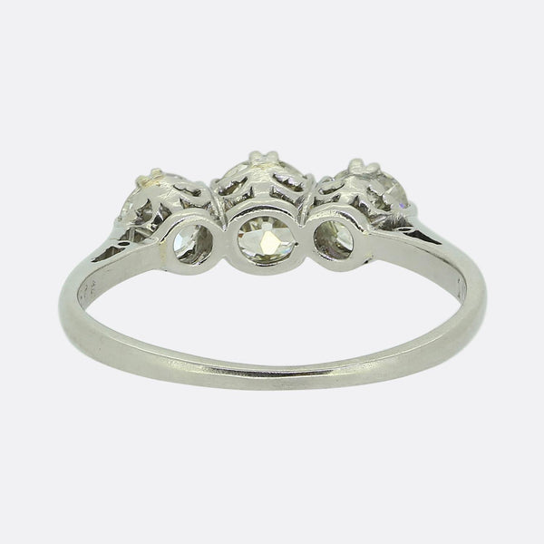 Vintage Transitional Cut Diamond Three-Stone Ring