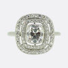 Art Deco 1.10 Carat Old Cushion Cut Diamond Double Halo Ring