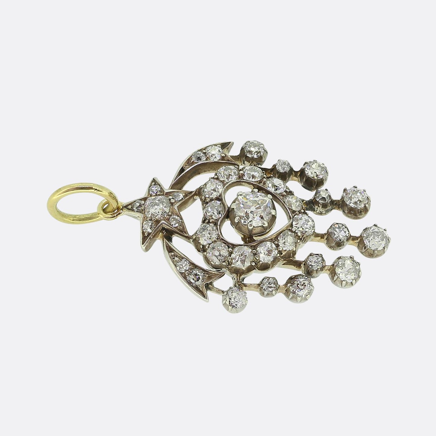 Victorian Heart and Shooting Star Diamond Pendant