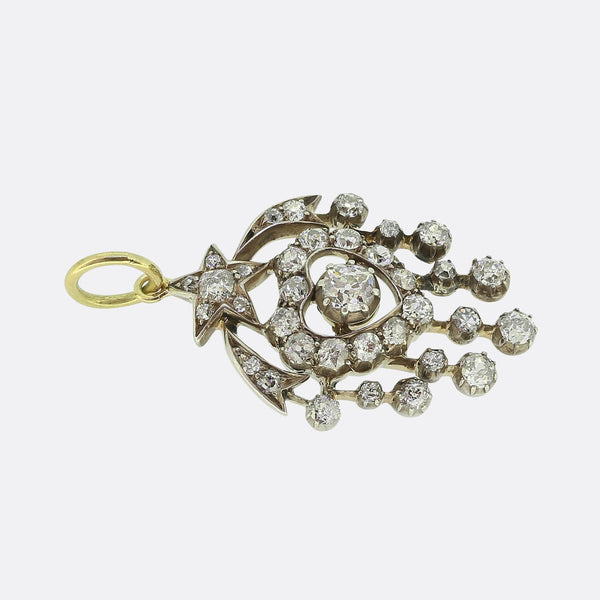 Victorian Heart and Shooting Star Diamond Pendant