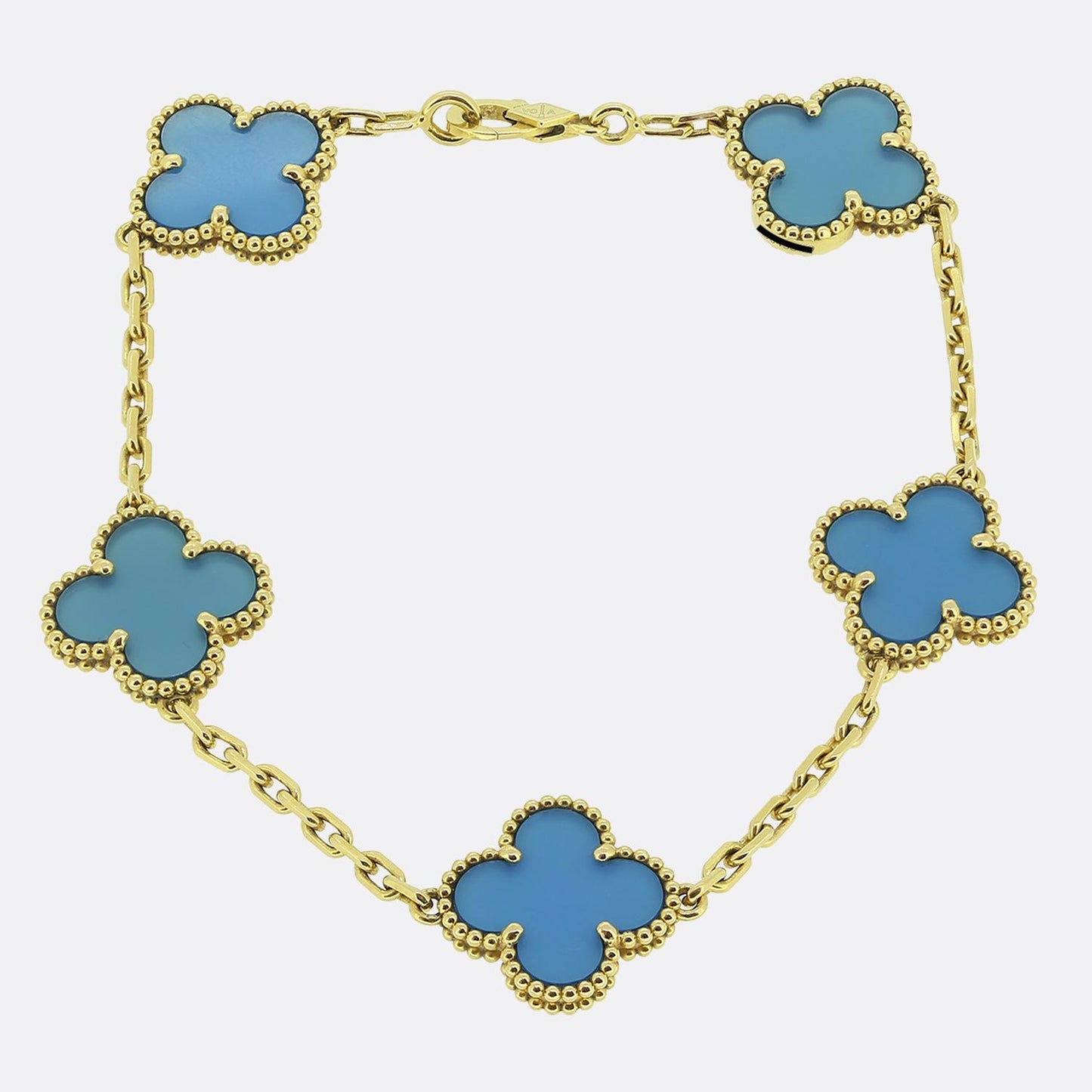 Van Cleef & Arpels Vintage Alhambra Five Motif Blue Agate Bracelet