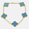 Van Cleef & Arpels Vintage Alhambra Five Motif Blue Agate Bracelet