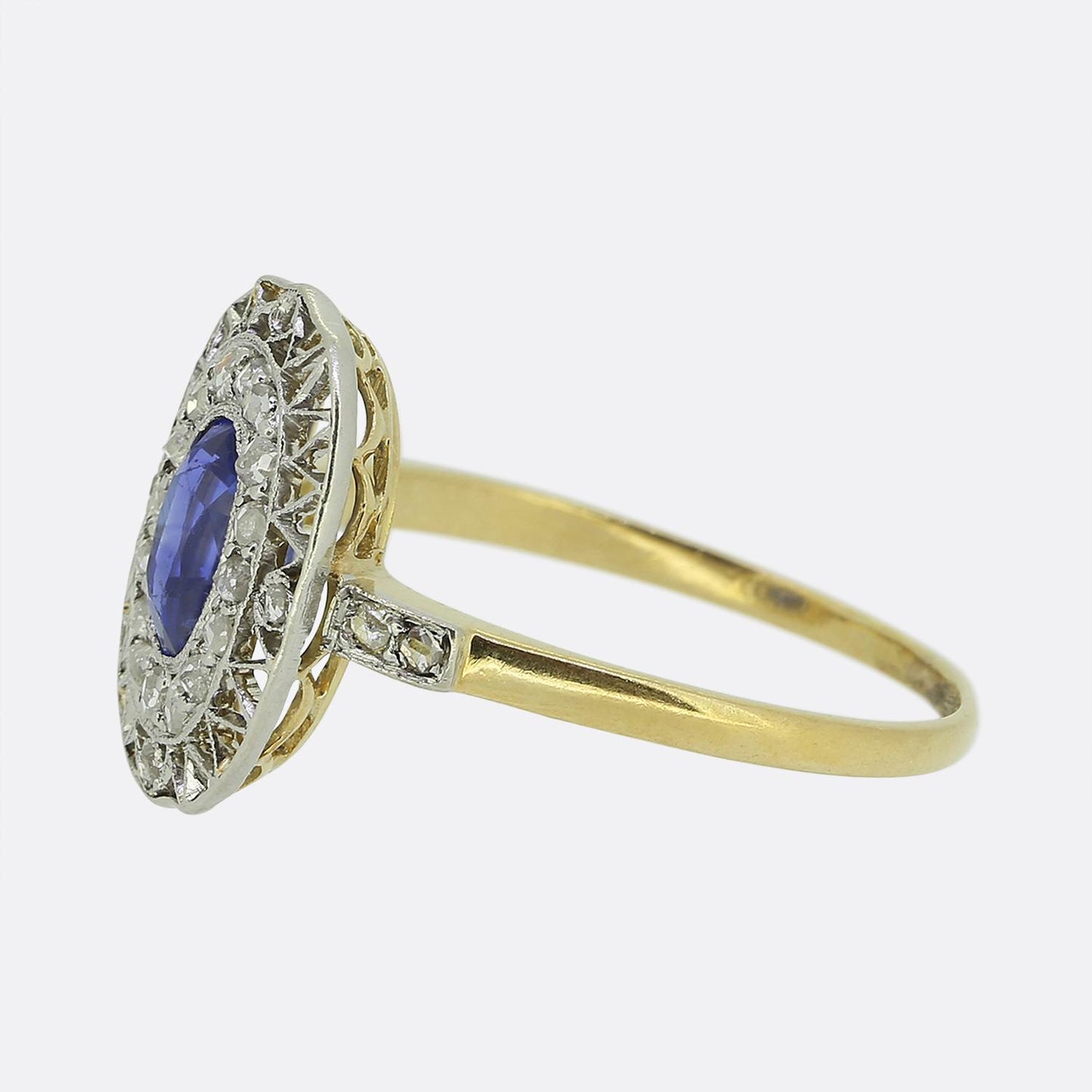 Edwardian Sapphire and Diamond Cluster Ring