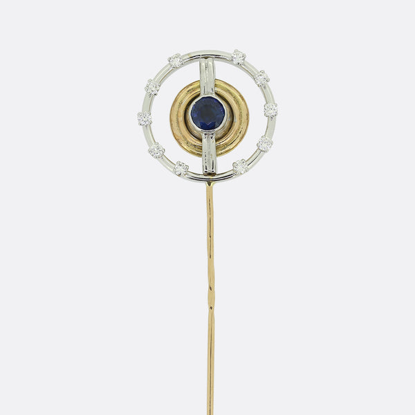 Vintage Sapphire and Diamond Lapel Pin