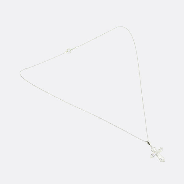 Art Deco 2.49 Carat Diamond Cross Pendant Necklace