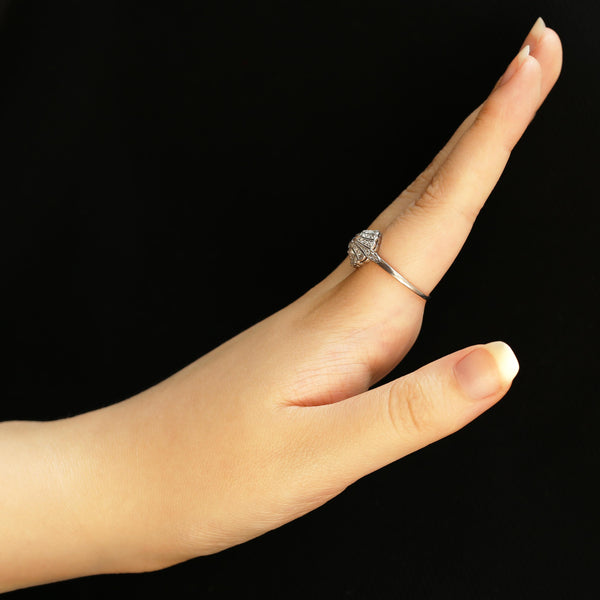 Art Deco 0.70 Carat Old Cut Diamond Ballerina Ring