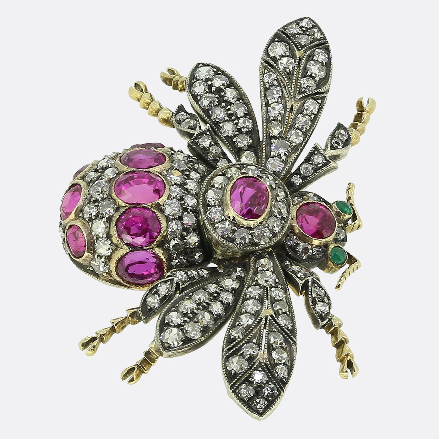 Antique Ruby and Diamond Fly Brooch