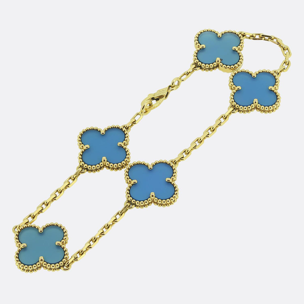 Van Cleef & Arpels Vintage Alhambra Five Motif Blue Agate Bracelet