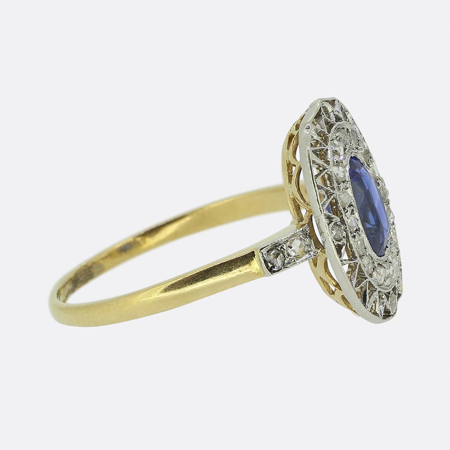 Edwardian Sapphire and Diamond Cluster Ring