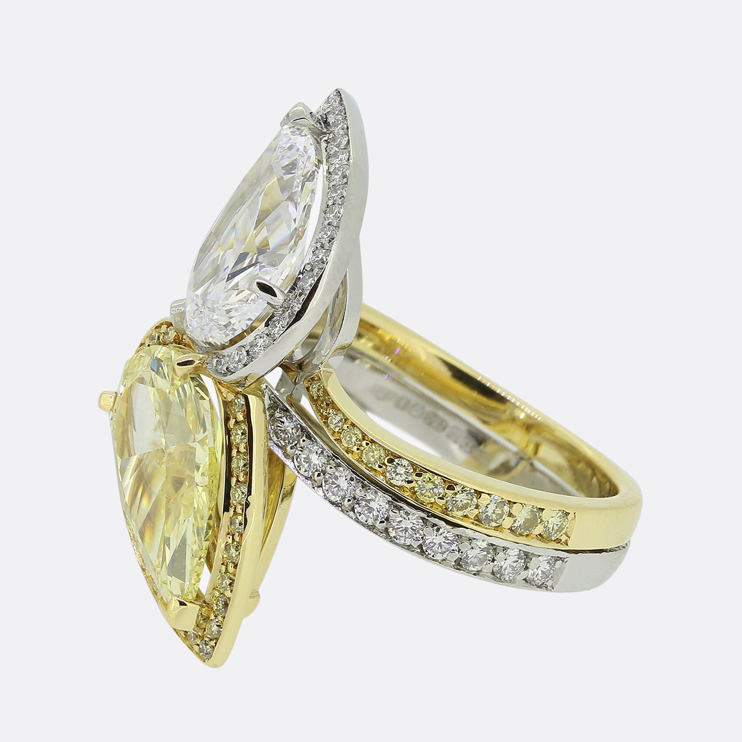 Boodles Fancy Intense Yellow Pear Cut Diamond Crossover Ring The Vintage Jeweller