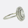 Art Deco 1.10 Carat Old Cushion Cut Diamond Double Halo Ring