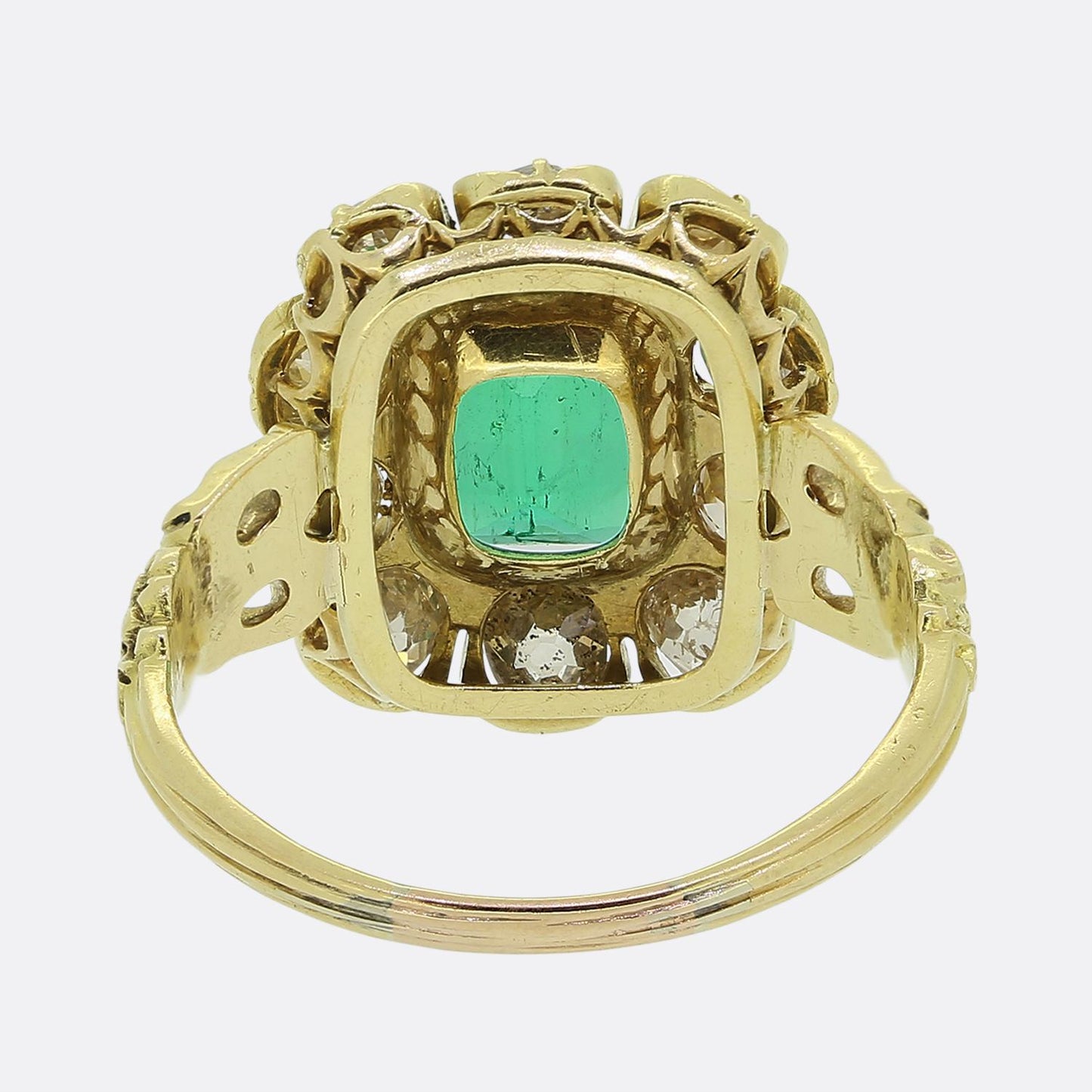 Antique Emerald and Diamond Cluster Ring