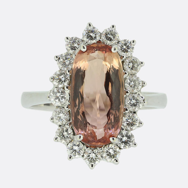 Vintage Imperial Topaz Diamond Cluster Ring