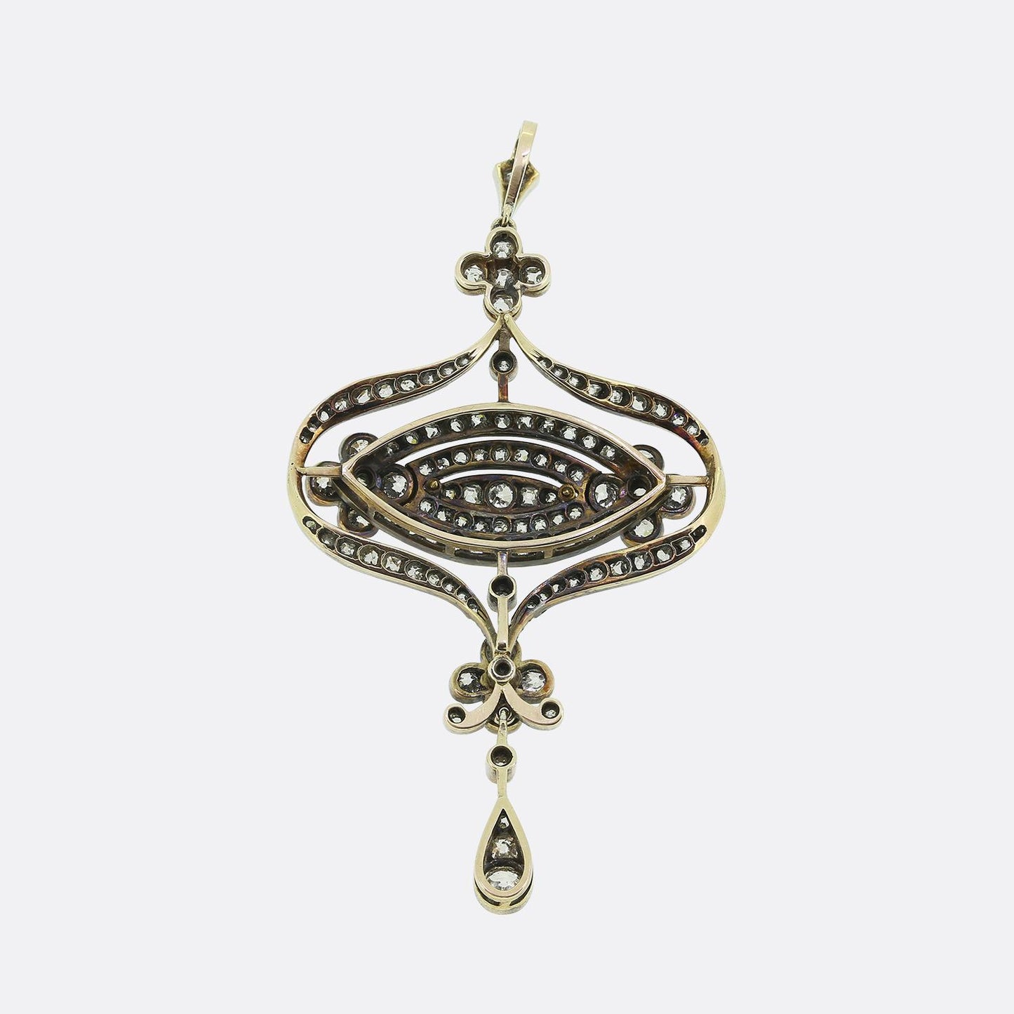 Victorian Diamond Cluster Drop Brooch