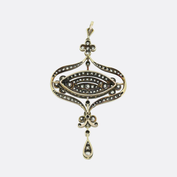 Victorian Diamond Cluster Drop Brooch