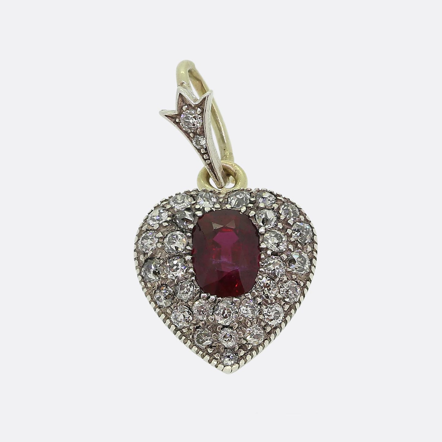 Victorian Ruby and Old Cut Diamond Locket Pendant