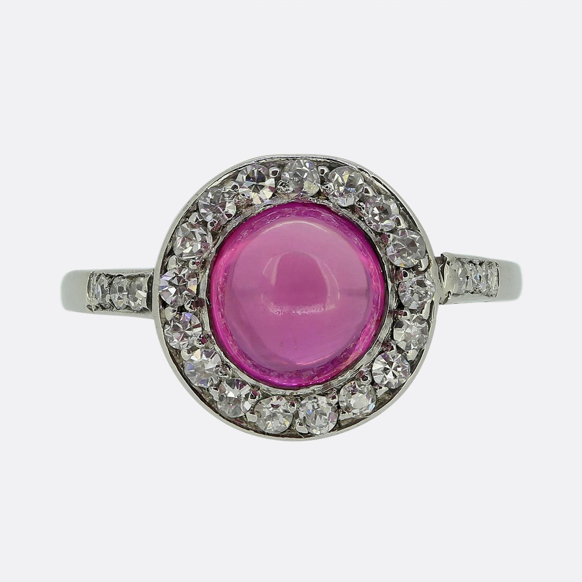 Art Deco Cabochon Ruby and Diamond Ring