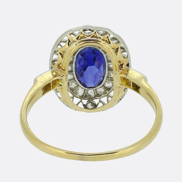 Edwardian Sapphire and Diamond Cluster Ring