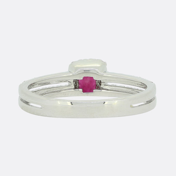 Ruby and Diamond Cluster Ring