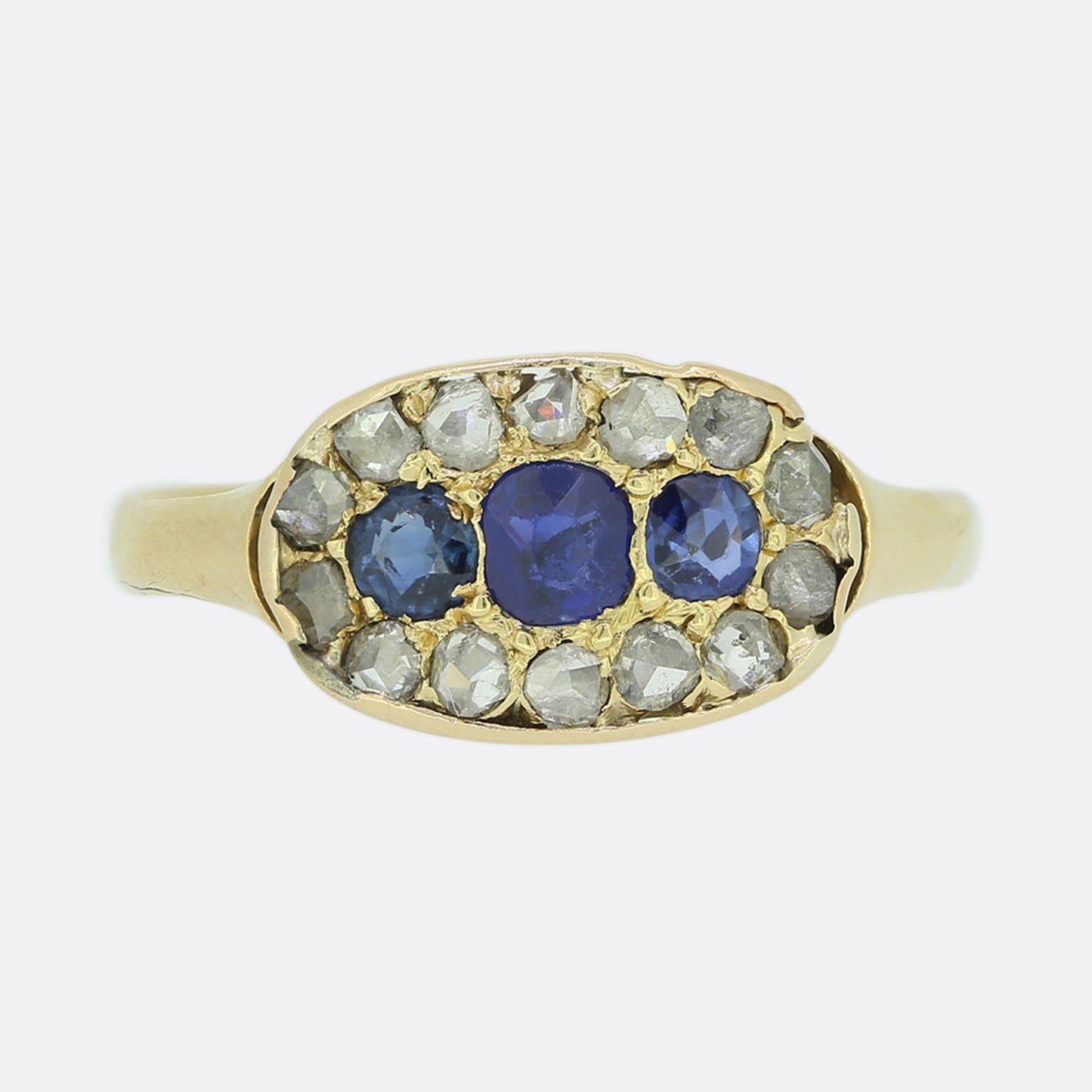 Victorian Sapphire and Diamond Cluster Ring