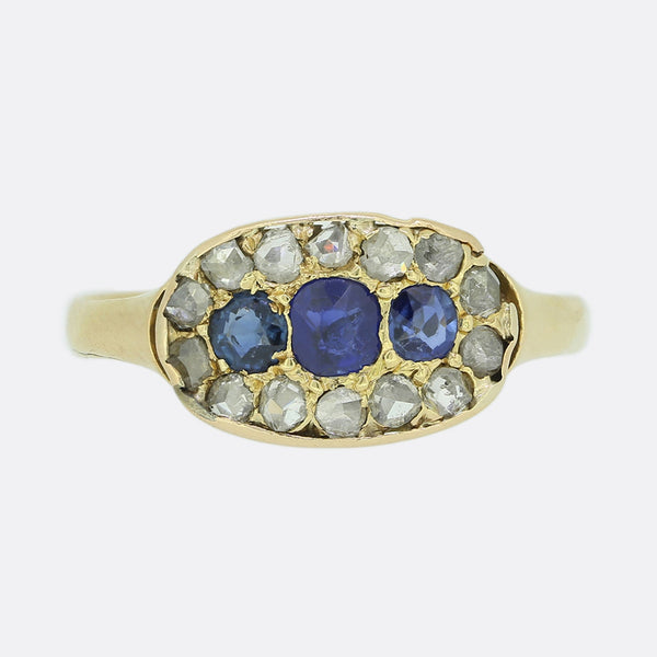 Victorian Sapphire and Diamond Cluster Ring