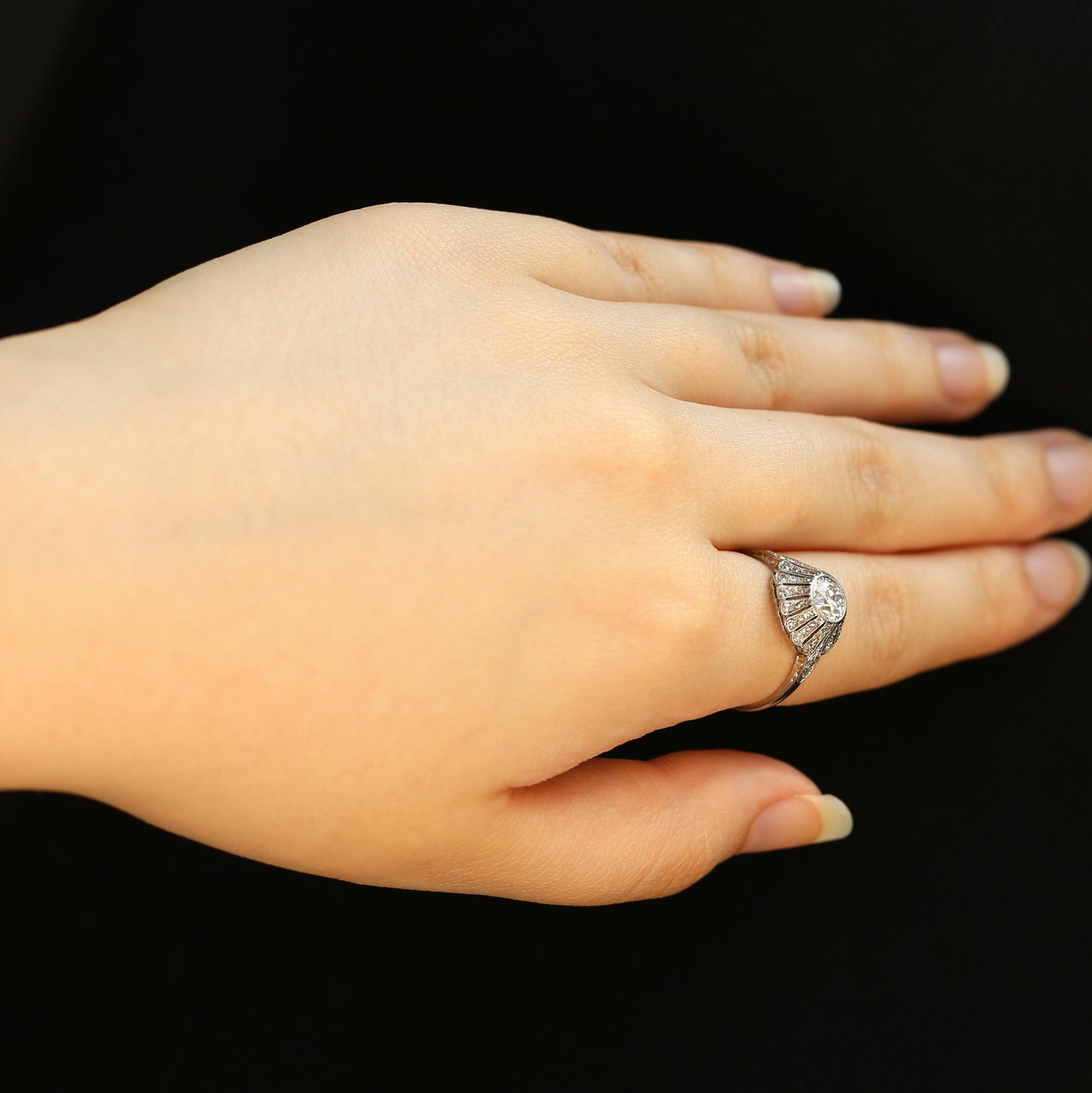 Art Deco 0.70 Carat Old Cut Diamond Ballerina Ring