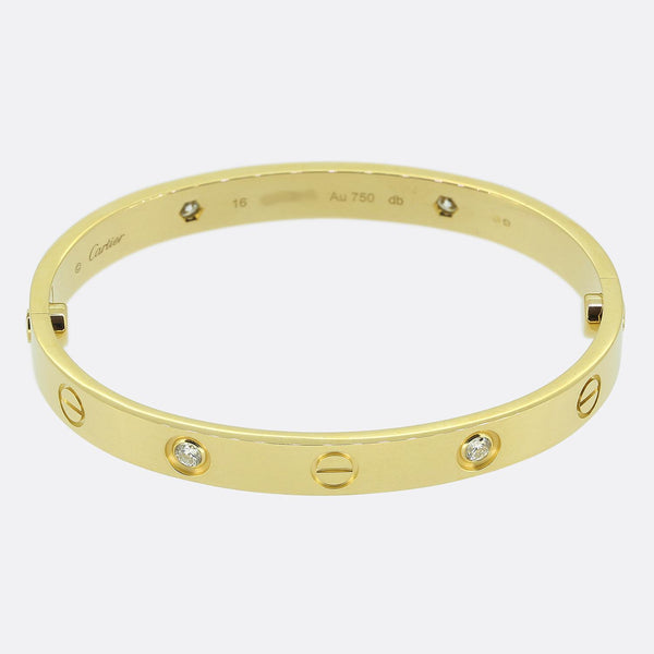 Cartier Four Diamond Classic Model LOVE Bangle Size 16