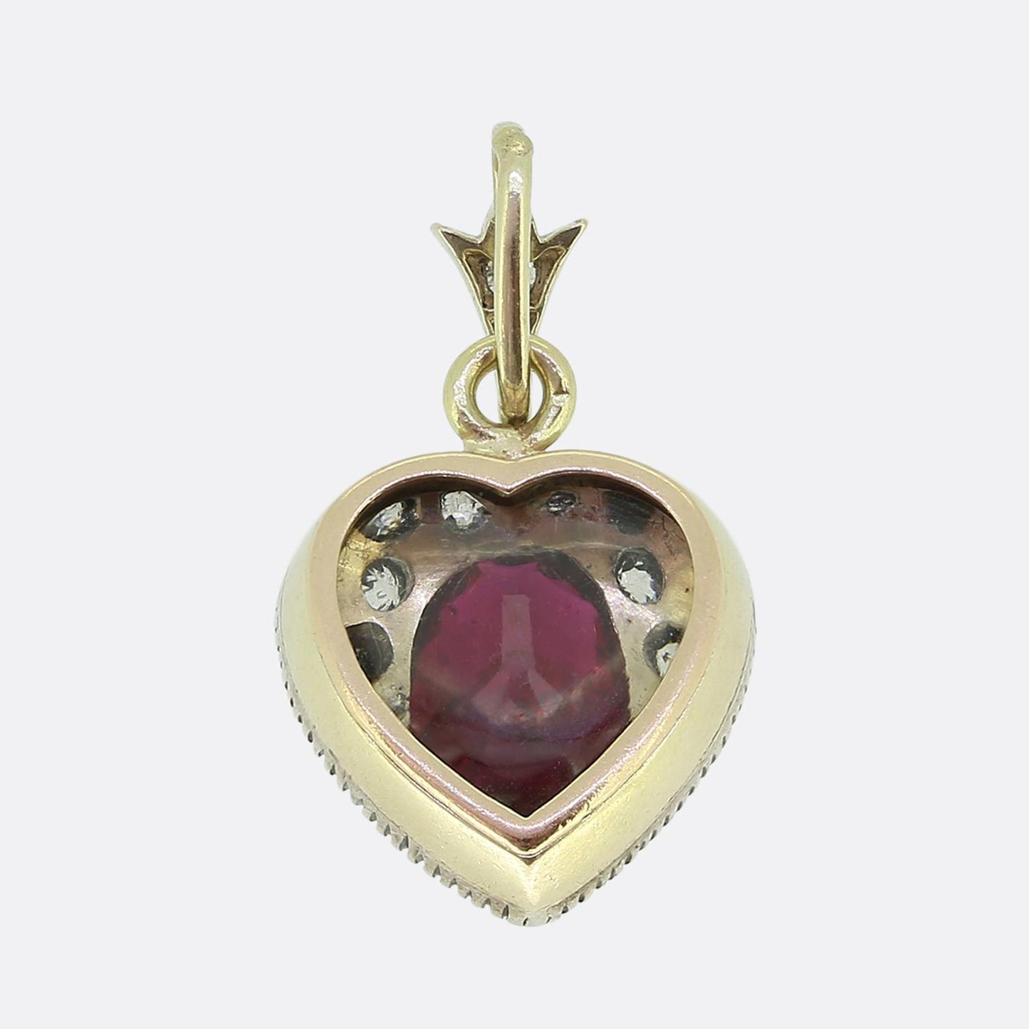 Victorian Ruby and Old Cut Diamond Locket Pendant