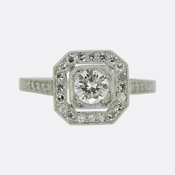 Art Deco Style 0.37 Carat Cushion Diamond Cluster Ring