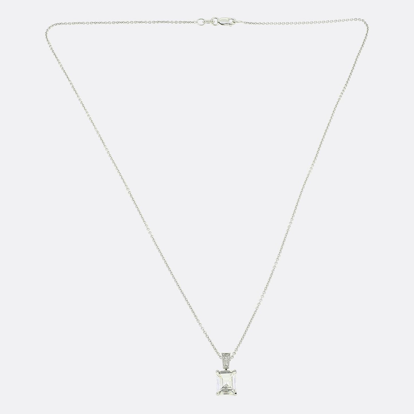1.00 Carat Rectangular Step-Cut Diamond Necklace
