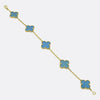 Van Cleef & Arpels Vintage Alhambra Five Motif Blue Agate Bracelet