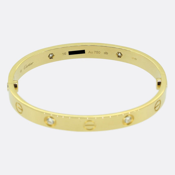 Cartier Four Diamond Classic Model LOVE Bangle Size 16